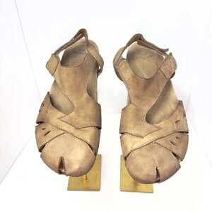 Earth Origins Coco Brown Leather Fisherman Sandals Womens 10 M Laser Cut Boho